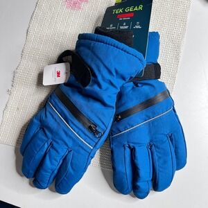 Tek Gear Warm Gear Ski Gloves Blue 3M Thinsulate‎ Pocket Mens L/XL NWT